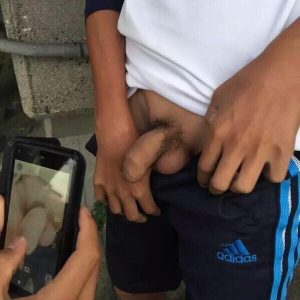 Boy showing his nice soft uncut cock