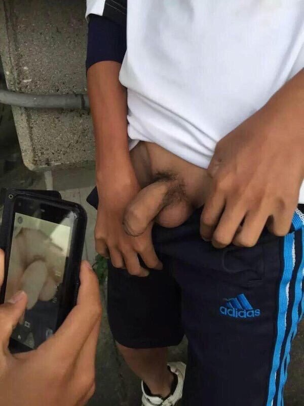 Boy showing his nice soft uncut cock