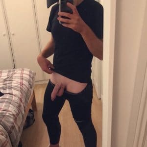 Boy with uncut cock