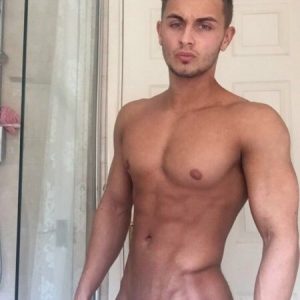 Sexy nude muscle boy with a long cock
