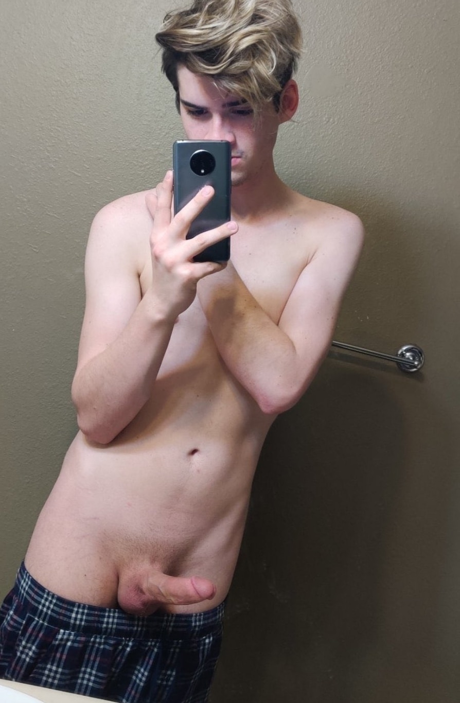 Twink with shaved cock